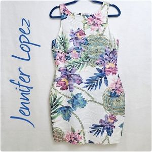 Jennifer Lopez Floral Bodycon  Tank Dress, Size Petite Large